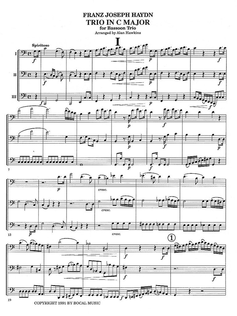 Trio in C Major (score & parts) - 3BSN - Trevco Music