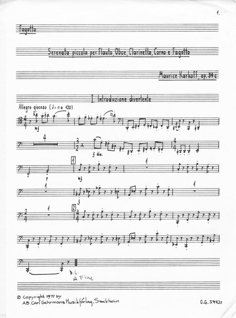 Serenata Piccolo Op 34c (Parts Only)-WW5 - Trevco Music