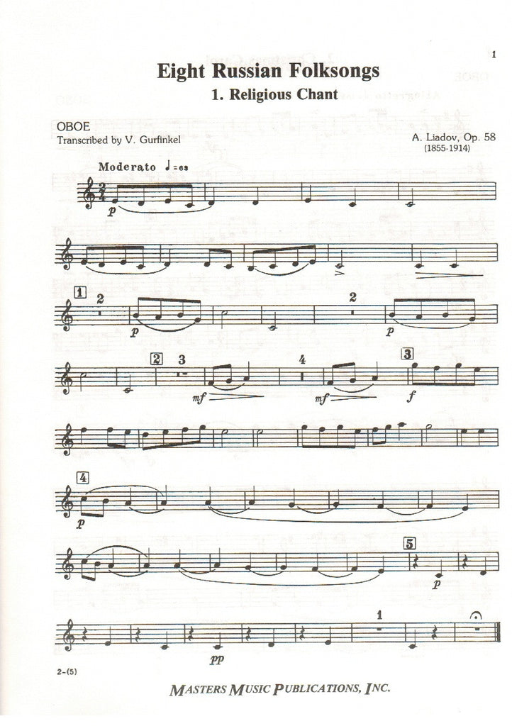 Eight Russian Folk Songs, op. 58 (score & parts) - W - Trevco Music