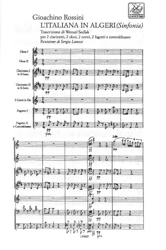 L'Italiana in Algeri (Sinfonie) (score & parts) - - Trevco Music