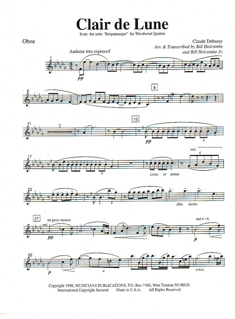 Clair de Lune (score & parts) - WW5 - Trevco Music